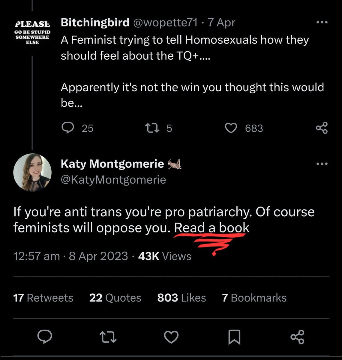 ExposeHypos's tweet photo. Katy Montgomerie, who hadn't read a single book in 16 years, advises someone to go "Read a book". 

The #hypocrisy!
@KatyMontgomerie https://t.co/IHpiVdX2vw