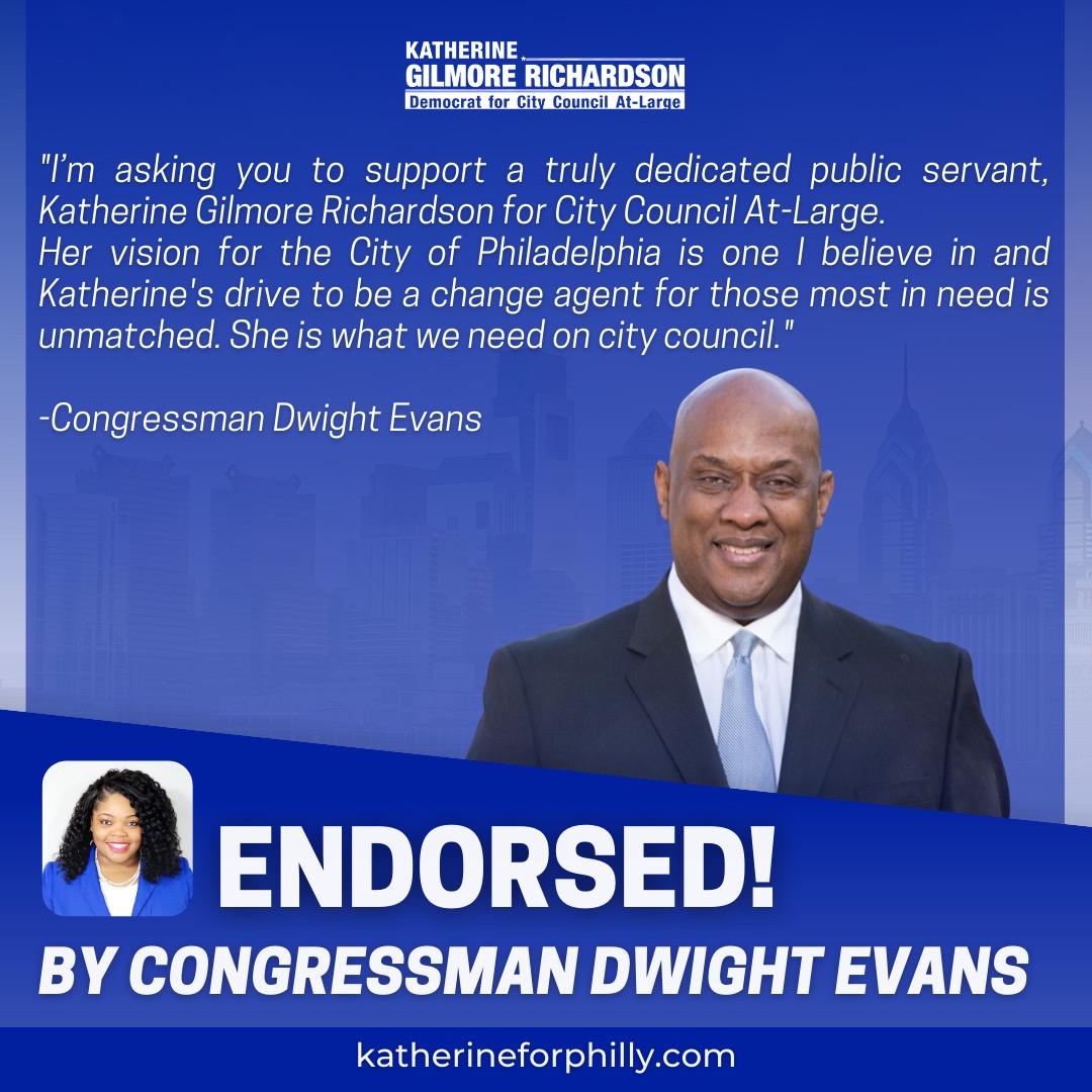 Kathy_Gilmore's tweet photo. So honored to have the endorsement & support of @DwightEvansPA . His block by block approach to public service, public policy & investing in community THANK YOU!!! #VoteKathyForPhilly #MomsGetTheJobDone #AlwaysWorkingForYou #75 #75 #75 https://t.co/qidabAO1mY