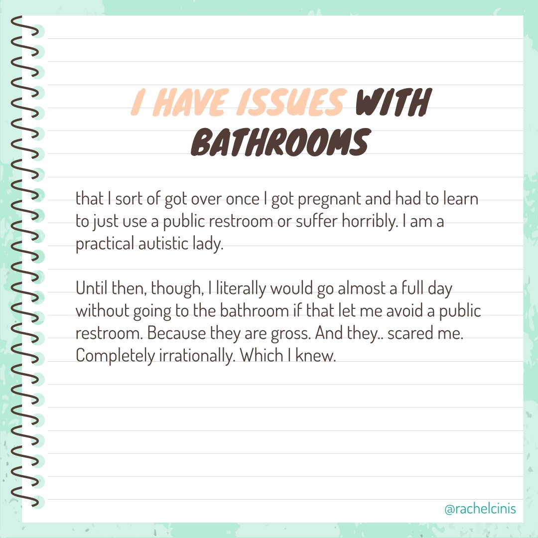 rachelcinis's tweet photo. My Autistic Life: Bathrooms *As always these are my personal experiences as an Autistic person and do not represent the entire scope of Autistic experience #myautisticlife #autisticlife #autistic #autism #autisticteacher #neurodiverse #neurodiversity https://t.co/HqqOJ7j8cc