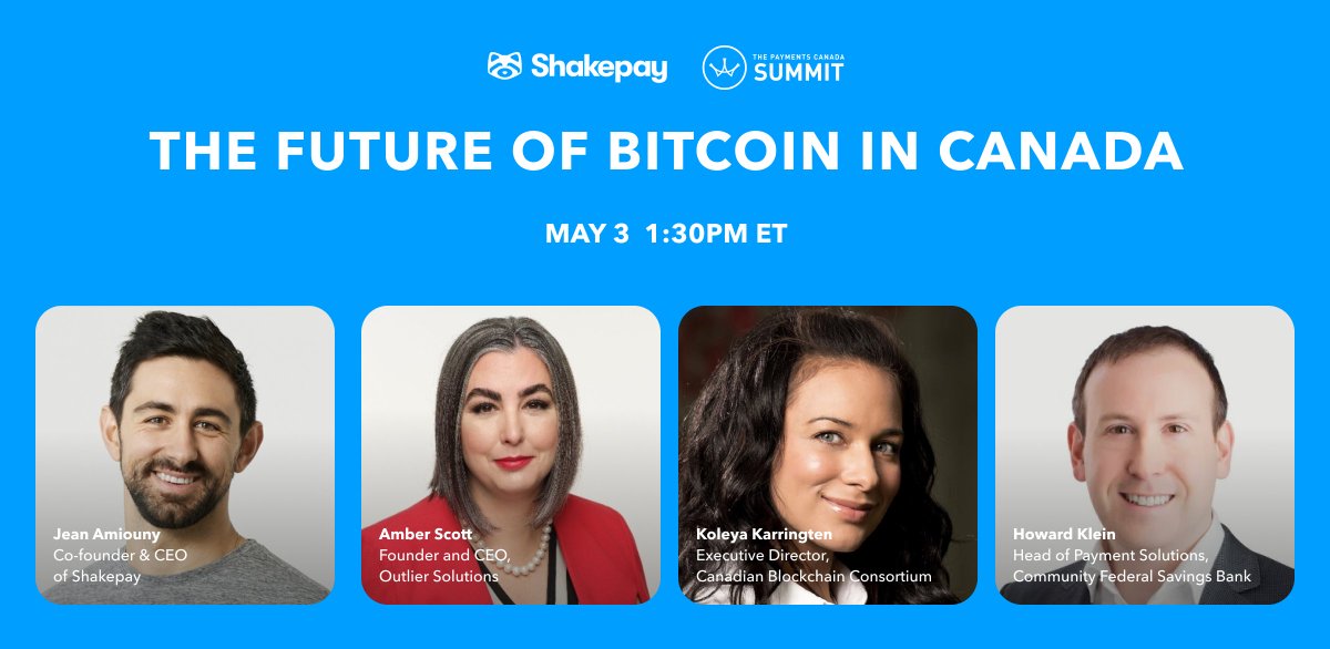 Amber D. Scott (@outliercanada) on Twitter photo Really excited to be talking #bitcoin at the <a href="/PaymentsCanada/">Payments Canada</a> summit later this month with some of my favourite folks, including <a href="/aiouy/">Jean Amiouny</a> of <a href="/shakepay/">Shakepay — Buy Bitcoin 🇨🇦</a> & <a href="/Koleyayyc/">Koleya</a> of <a href="/Blockchain_CBC/">Canadian Blockchain Consortium</a>.
If you're headed to the summit & have bitcoin question, please hit us up!
thesummit.ca/agenda/session… Really excited to be talking #bitcoin at the <a href="/PaymentsCanada/">Payments Canada</a> summit later this month with some of my favourite folks, including <a href="/aiouy/">Jean Amiouny</a> of <a href="/shakepay/">Shakepay — Buy Bitcoin 🇨🇦</a> & <a href="/Koleyayyc/">Koleya</a> of <a href="/Blockchain_CBC/">Canadian Blockchain Consortium</a>.
If you're headed to the summit & have bitcoin question, please hit us up!
thesummit.ca/agenda/session…