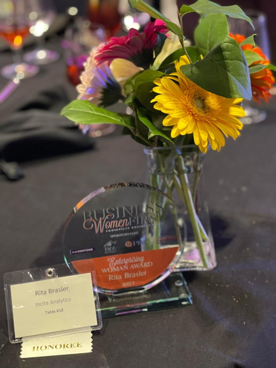 InciteAnalytic's tweet photo. Big congratulations to our CEO, Rita Brasler, for being honored with a prestigious Enterprising Woman Award! Rita, your hard work, determination, and can-do spirit have truly paid off.  Well done on this well-deserved recognition! #incite #inciteanalytics #bizwomen #BizWomenFirst https://t.co/BDnFWlAkGO