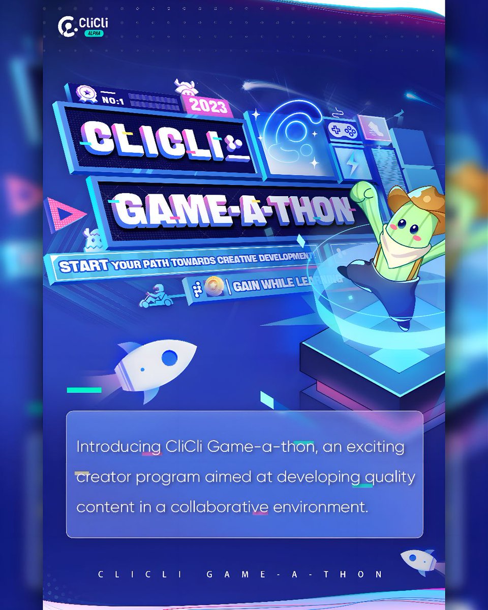 TheCliCli's tweet photo. Curious about Game-a-thon? Get a glimpse of this thrilling event and start your journey towards creative development with us today! Embark on your path to game dev success and enjoy the rewards along the way!

#CliCli #gamedev #indiedev #UGC 
#IndieGameDev #indiegame https://t.co/4aKi2UC3iX