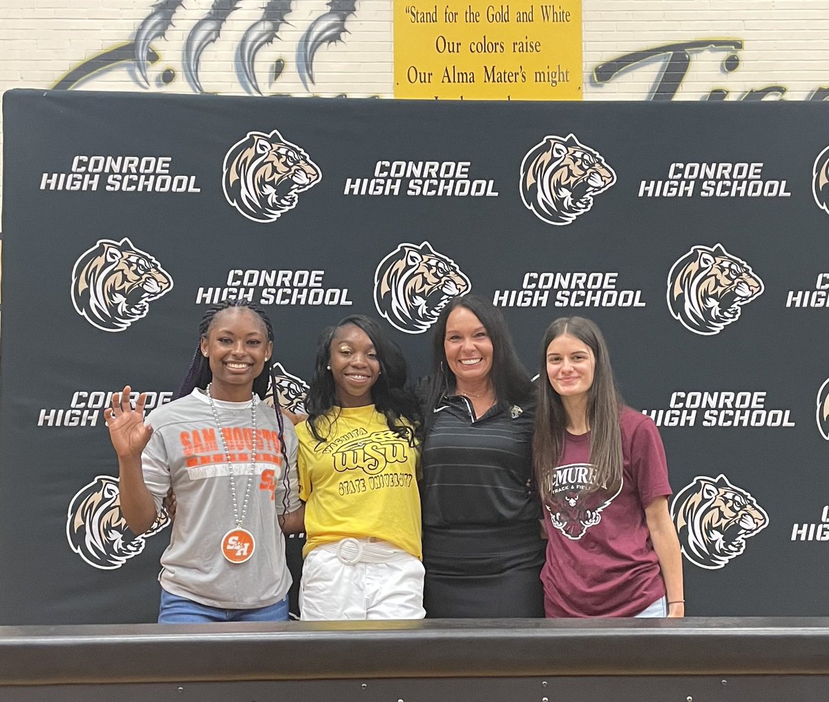So proud of these 3. Can’t wait to see their next chapter in life. Continue to ✨ as always. ❤️❤️❤️❤️⁦<a href="/CoachHardeman/">Cedric Hardeman</a>⁩ ⁦<a href="/Tasha_Smith78/">Tasha Smith</a>⁩ ⁦<a href="/Conroeathletics/">ConroeHigh Athletics</a>⁩ ⁦<a href="/kaderria/">kaderria Hobbs</a>⁩ ⁦<a href="/M__Evans21/">Miya Evans</a>⁩