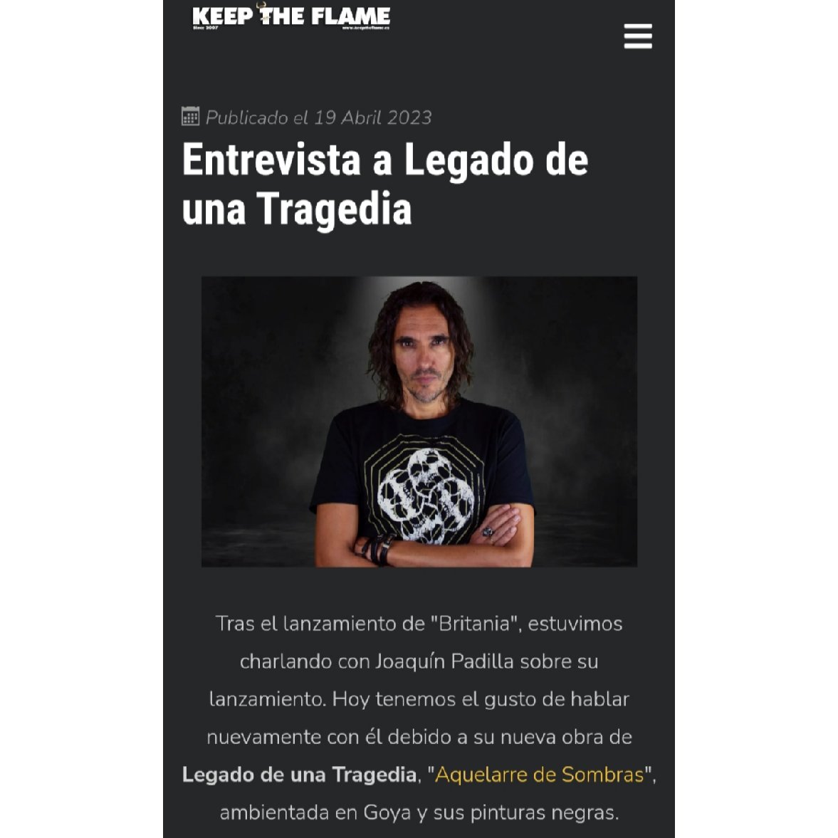 IsabelR94751237's tweet photo. Otra fantástica entrevista por parte del medio @keeptheflameweb, quiénes charlaron con el maestro @JoaquinIguana acerca de la nueva entrega de @legadodeunatrag "Aquelarre de Sombras"

https://t.co/v8PYQYGm7b https://t.co/K84QjCMaZe