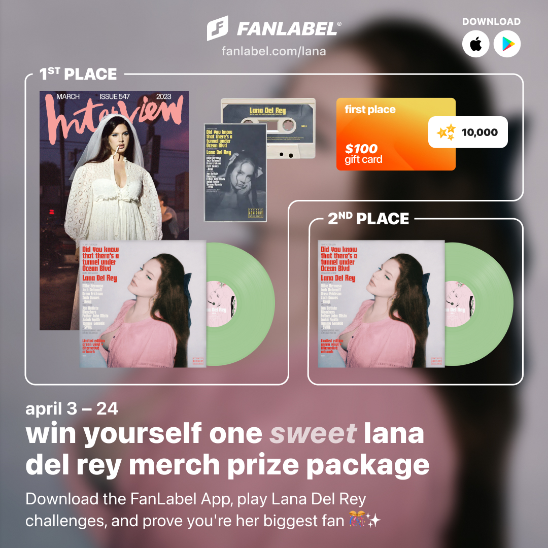 fanlabel_app's tweet photo. Don’t f— it up big time 🖤 There's only a few days left to win this Lana Del Rey bundle on FanLabel. https://t.co/daJY8L7whq