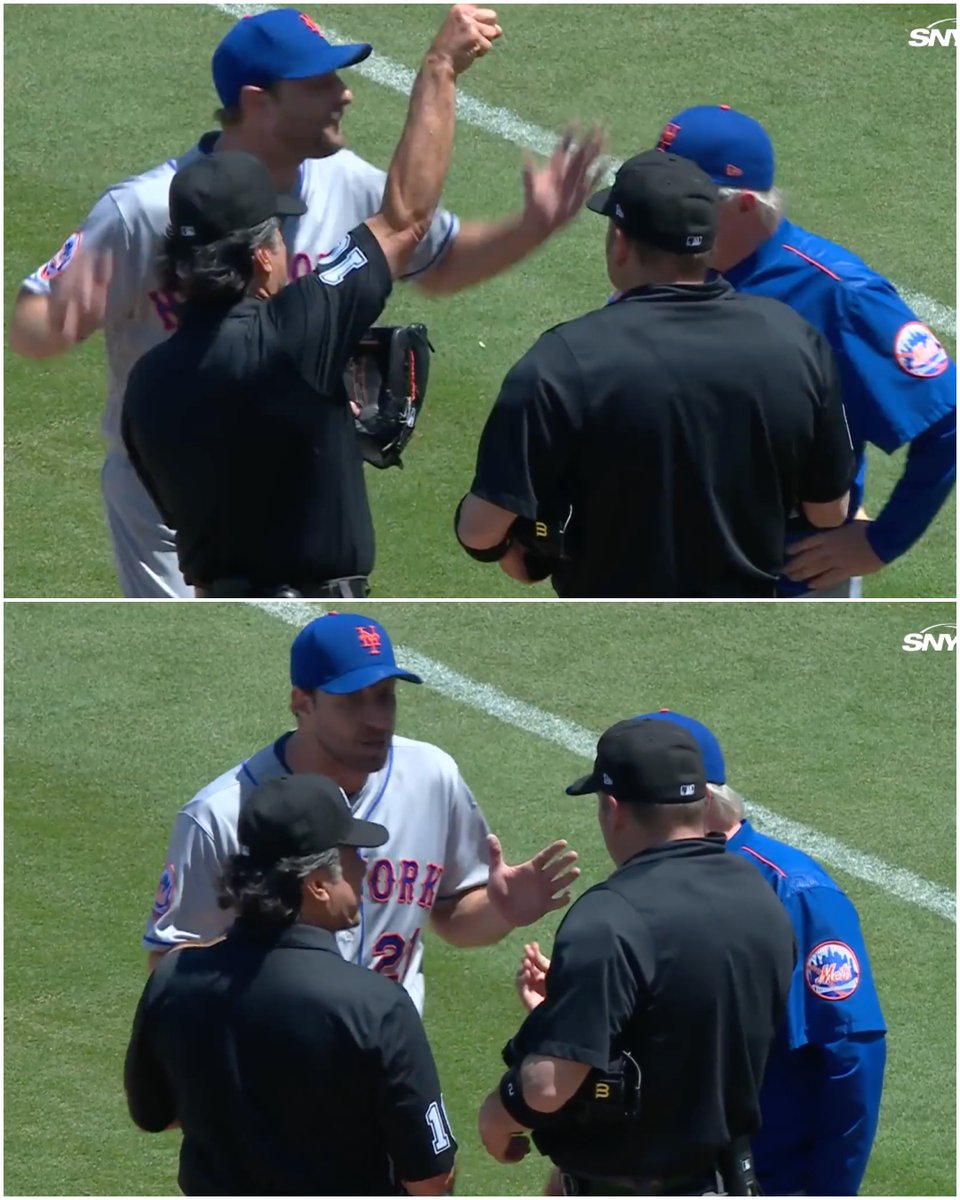 espn's tweet photo. Mets ace Max Scherzer was ejected from the Dodgers game for apparently having an illegal foreign substance on his glove. https://t.co/mJKw7podK9
