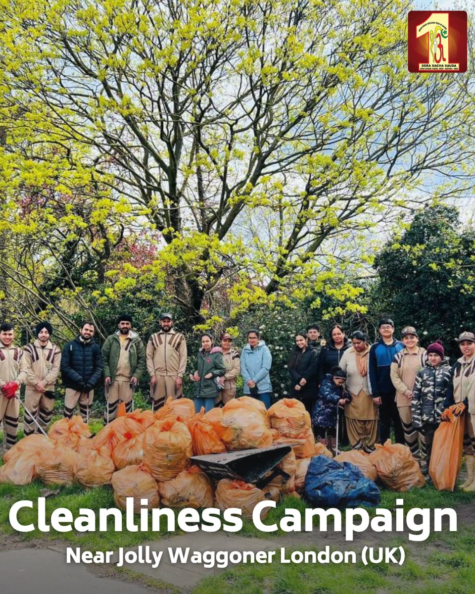 Cleanliness is next to godliness! #DeraSachaSauda volunteers are taking charge at Jolly Waggoner, London (UK) for a Cleanliness Campaign. 🇬🇧 Let's transform the world, one clean street at a time. #CleanlinessCampaign #SaintDrMSG #ClimateAction