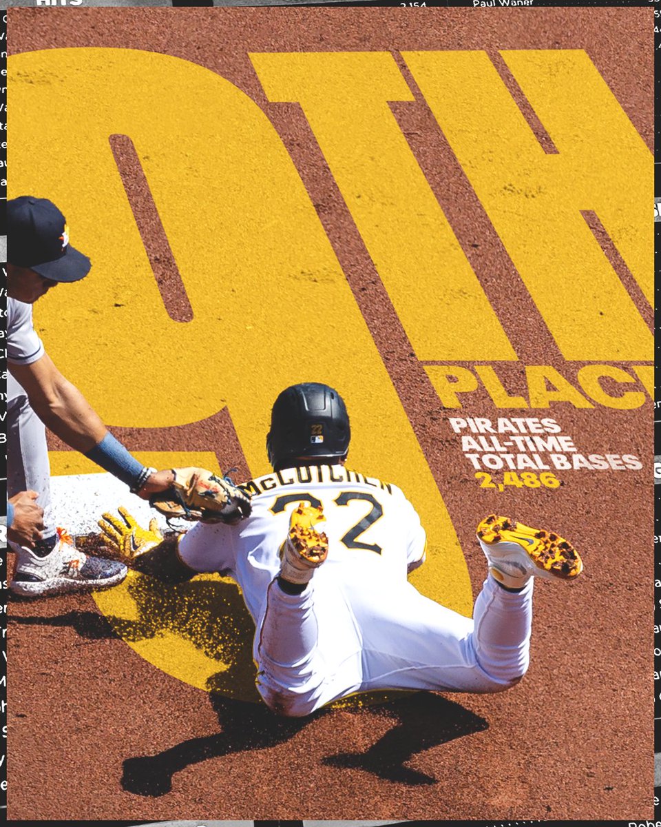 Pirates's tweet photo. Andrew McCutchen has passed Arky Vaughan for 9th place on the Pirates all-time list with 2,486 total bases. https://t.co/ZSMZfrOtB0