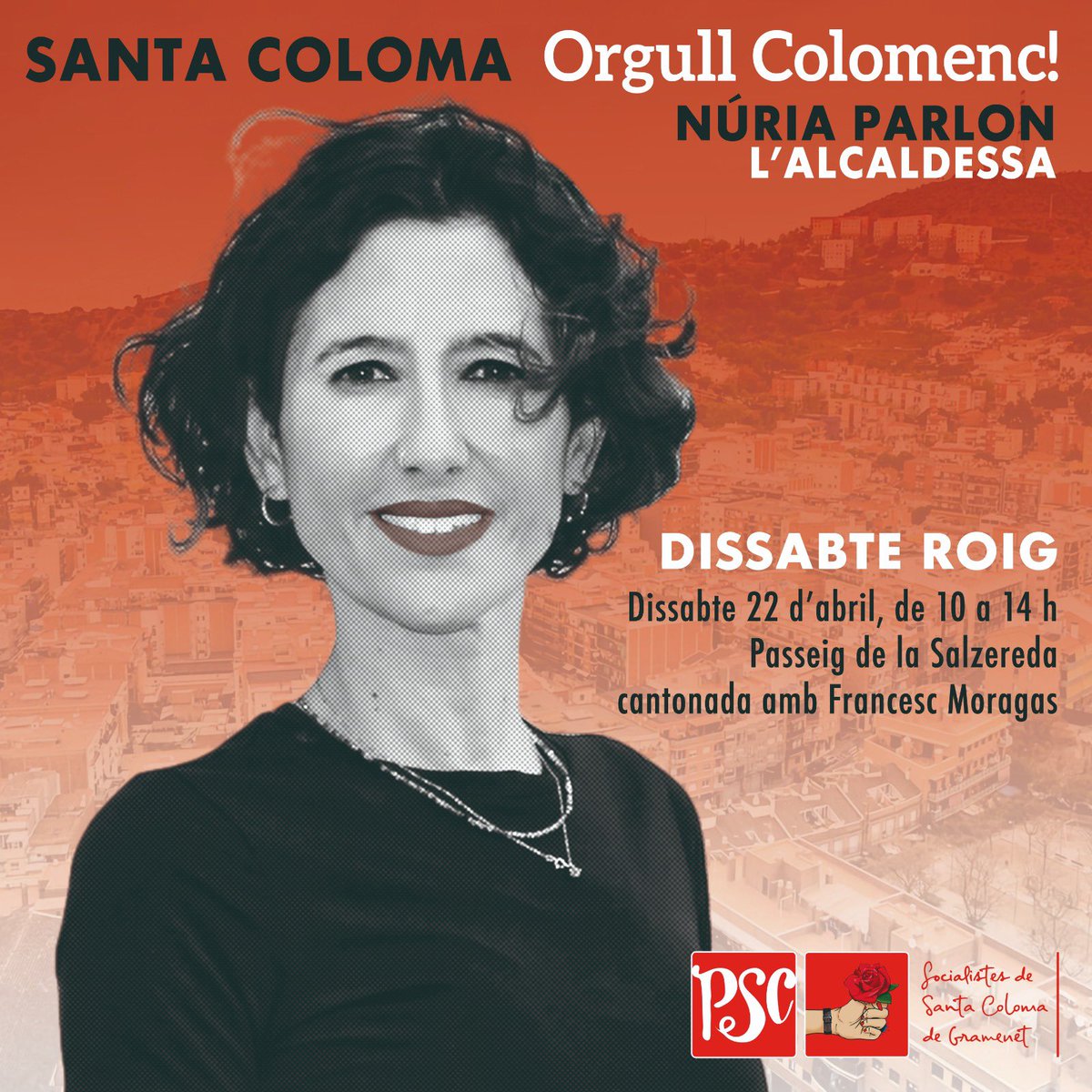 pscsantacoloma's tweet photo. 🔊 DISSABTE ROIG!!!
Aquest dissabte estarem amb la nostra carpa al passeig de la Salzereda, cantonada amb Francesc Moragas.
Vine a que t’informem sobre les polítiques socialistes a la nostra ciutat.
T’hi esperem!!! 🌹
#santacoloma
#orgullcolomenc https://t.co/GnHvnjZfv1