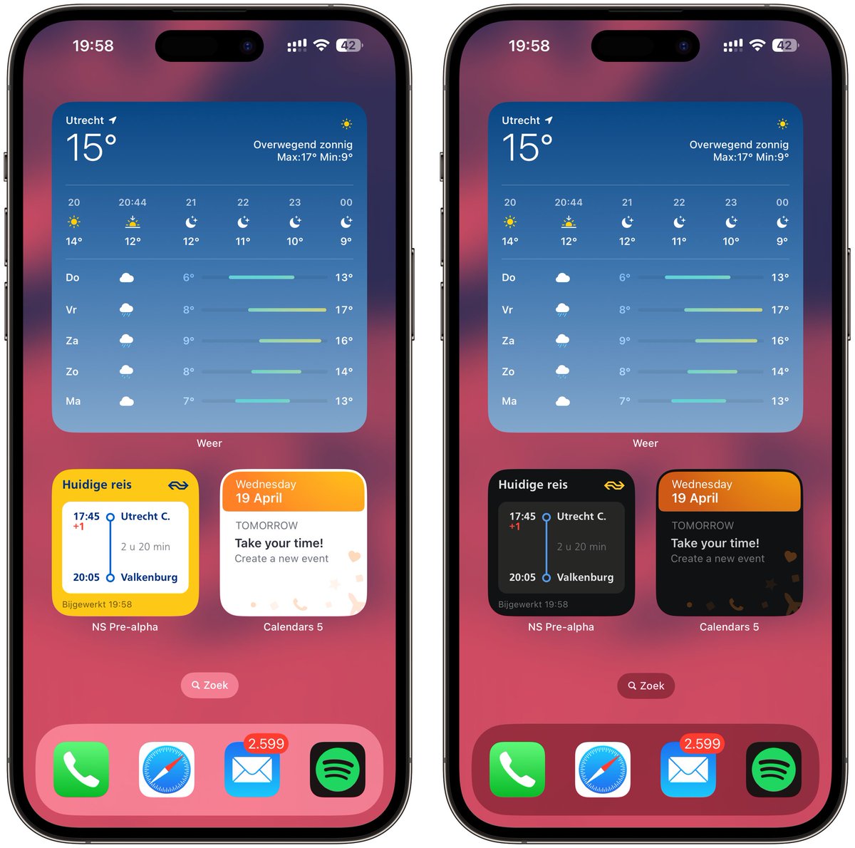 Dennissimeau's tweet photo. Iโve been working on something really nice for the NS app! ๐ฑ A widget for iOS that shows the trip you turned on notifications for. When you tap the widget youโre going straight to that specific trip in the planner! It has dark mode too! Soon on your device โค๏ธ. #nsapp #widgetkit https://t.co/AQlIiwLVw6