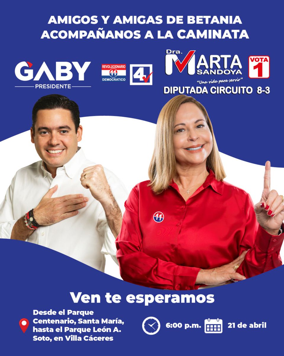 abdielsandoyab's tweet photo. Invitamos a miembros del PRD, simpatizantes, amigas y amigos de Betania para que me acompañen en la Caminata del Triunfo Electoral con el Candidato Gaby Carrizo. Viernes 21 de abril 6 p.m.
#VamosConGaby #VamosConTodoPRD
#VamosConMarta 
#PrimariasPRD11dejunio https://t.co/WMUoqH9H09