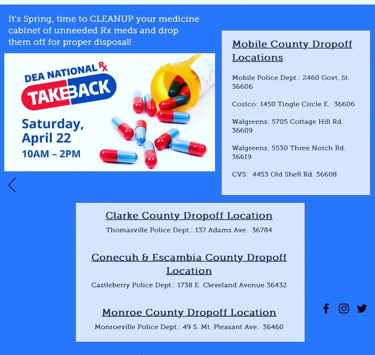 Drug_Education's tweet photo. 💊Drug Take Back is this Saturday!💊 https://t.co/hz7cDBgqqg