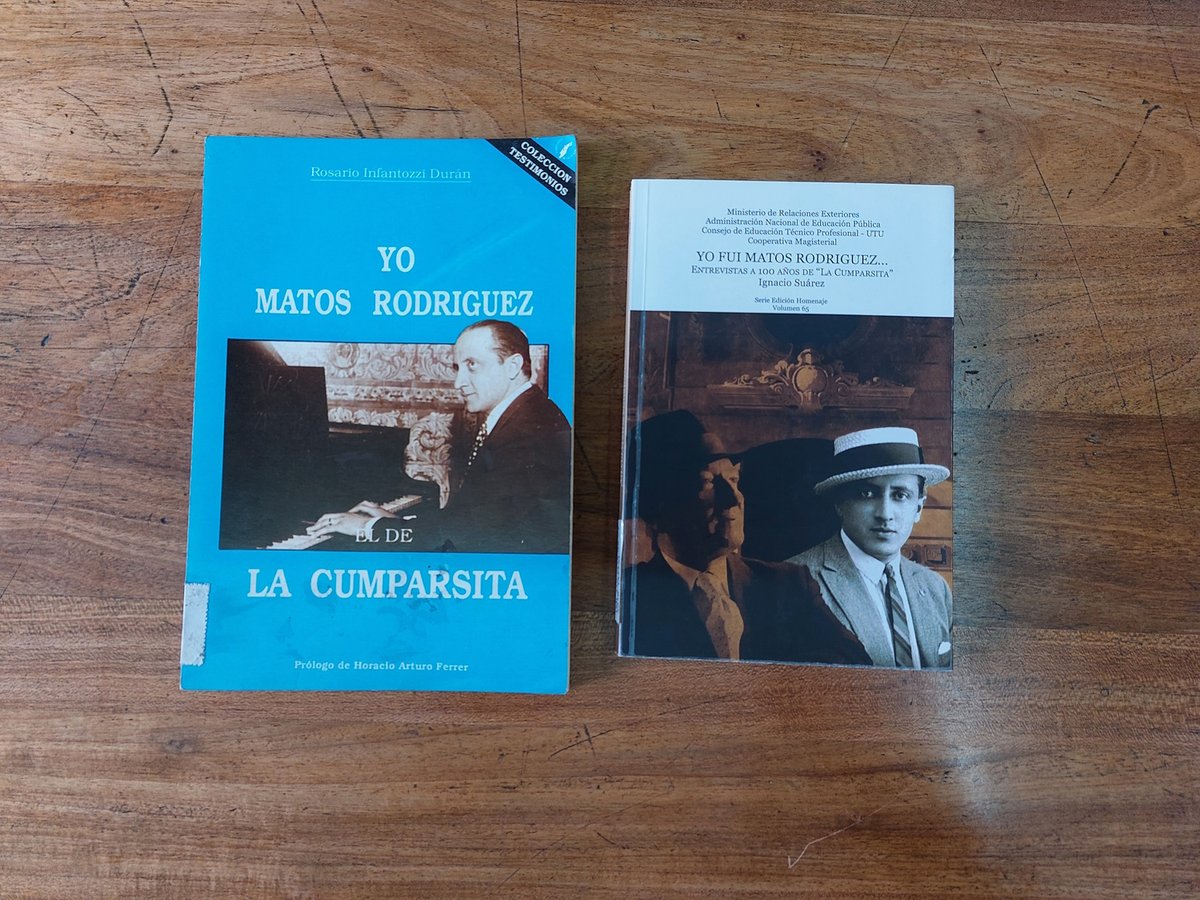 BNUruguay's tweet photo. Libros sobre el autor de La Cumparsita.

📔Yo Matos Rodríguez el de la Cumparsita. Rosario Infantozzi (1996).
📔Yo fui Matos Rodriguez: Entrevistas a 100 años de "La cumparsita". Ignacio Suárez (2018). https://t.co/zI0goTAV8e