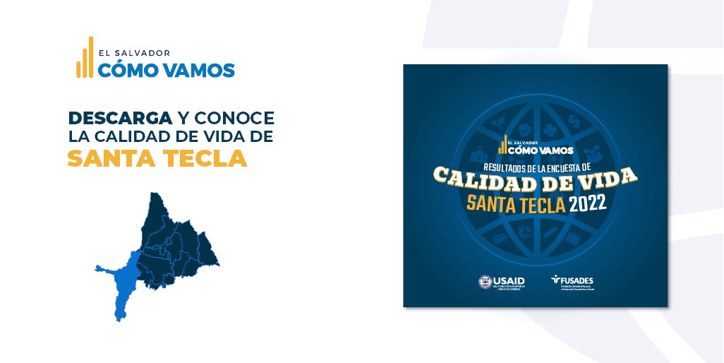 ESComoVamos's tweet photo. Te invitamos a conocer cómo va la calidad de vida del municipio de #SantaTecla, en más de 15 dimensiones, incluyendo 💼Trabajo, 🔒Seguridad y 🚛 Movilidad

Descarga los resultados de nuestra encuesta
📥https://t.co/qlvJDGuGtU

#EncuestadeCDV2022 #ESComoVamos #SantaTecla https://t.co/w6EVseJNDj