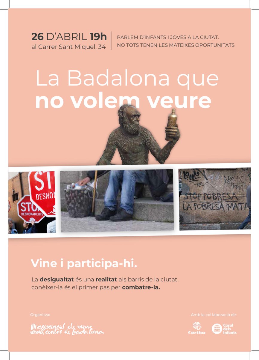 avcentrebdn's tweet photo. El proper 26 d'abril us convidem a participar a aquesta xerrada per poder conèixer la realitat de la nostra ciutat. 
#badalona https://t.co/194idNTJBm