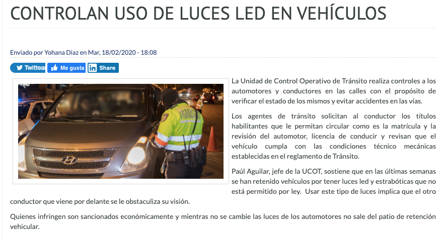 Onirikapost's tweet photo. hasta cuando @ATMGuayaquil no pone orden con las luces LED....???..o esperan que sucedan más accidentes....??? https://t.co/TjnjMf0dbf