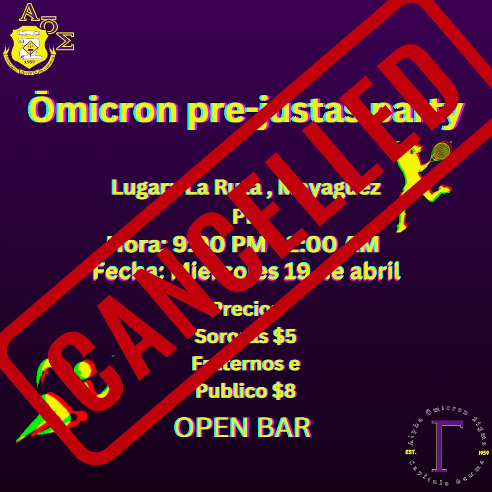 GammaAOE's tweet photo. Debido a la incertidumbre del servicio de agua nos entristece anunciarles que hemos tomado la decision de suspender el party pre-justas Perdonen los inconvenientes!!
Pero no se angustien esperamos verles el 5 de mayo en nuestra actividad de 5 de mayo llamada Gammaritas!!🥂 https://t.co/m093zIOJjC