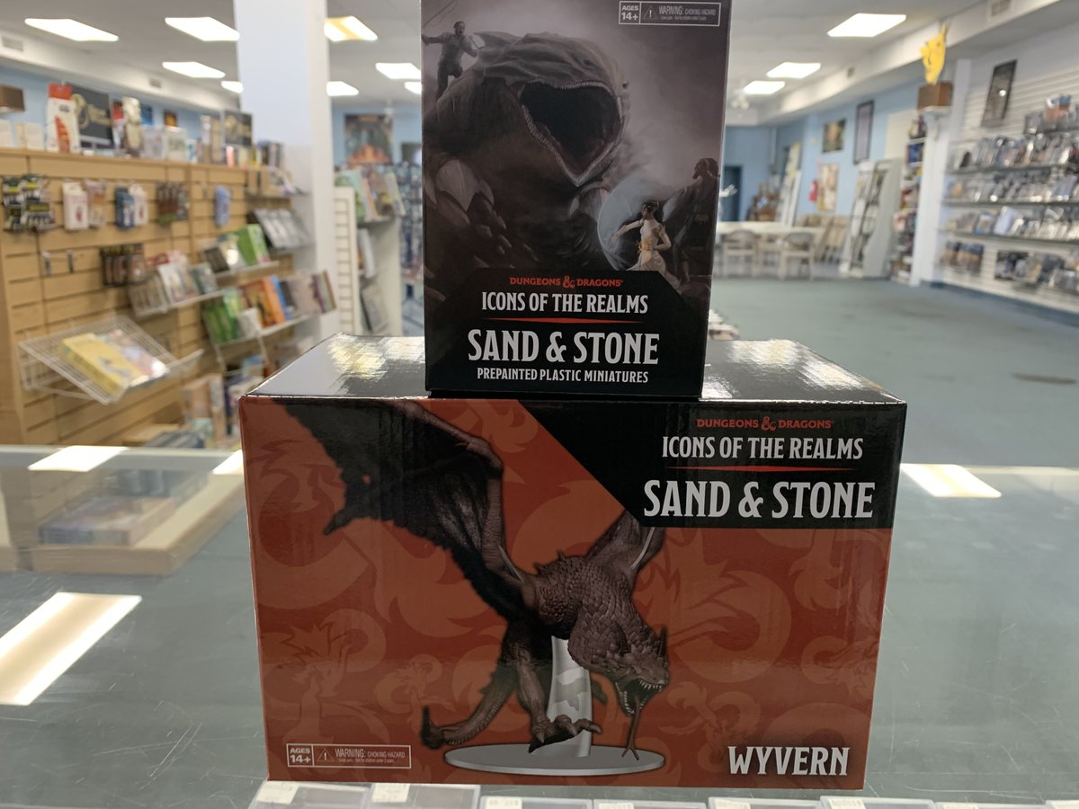 Dream_Wizards's tweet photo. Dream Wizards has received the new D&amp;D: Icons of the Realms Sand &amp; Stone booster packs and Wyvern. Also in today is the Mimic Colony and the massive Lord Soth &amp; Greater Death Dragon mini. #dnd https://t.co/WJRRosvqtu