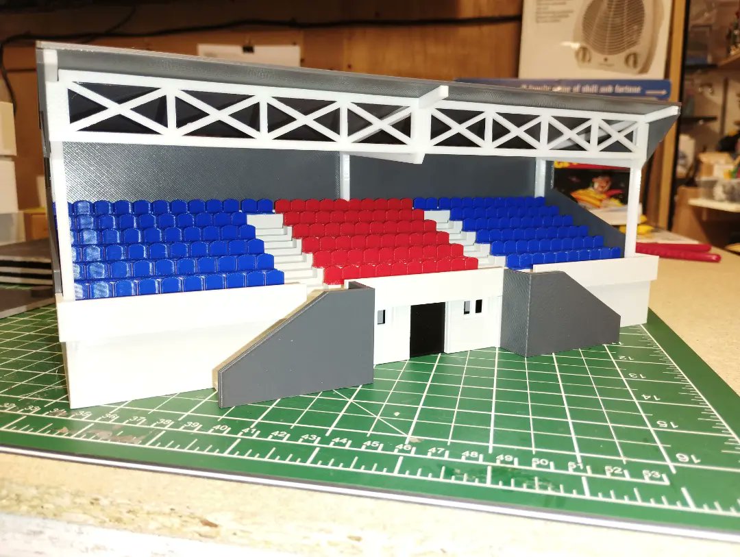SubbuteoMill's tweet photo. First one of this style of @subbuteomill Main Stands on its way to its new home. #subbuteostadium #subbuteocommunity #3dprinting #3dmodeling https://t.co/P86dFg4O4b