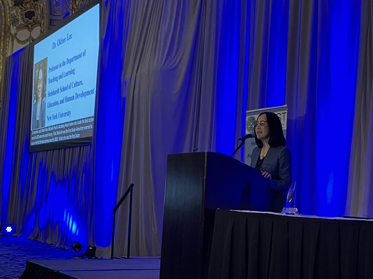 During her award speech for @NARSTorg  Distinguished Career Award, Dr. Okhee Lee invoked Michelle Yeoh as they were both the first Asians to win their respective awards. Congrats Okhee! #narst23