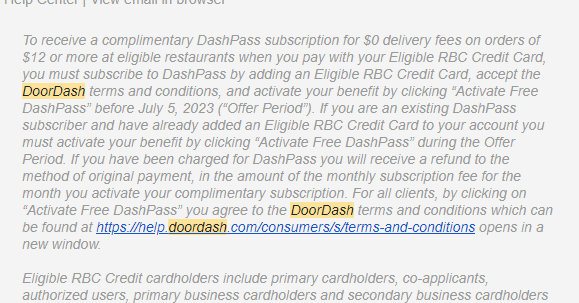 vancityhuddy's tweet photo. Today in Shitty Things to Do to Your Clients 101: Subscribe them to a partner's monthly service, and auto-opt in for monthly fees!
@RBC authorized @DoorDash to start a free trial of DoorDash because I have an RBC credit card. Never signed up, never accepted their TOS, one email. https://t.co/o0Xy5U9Tlp
