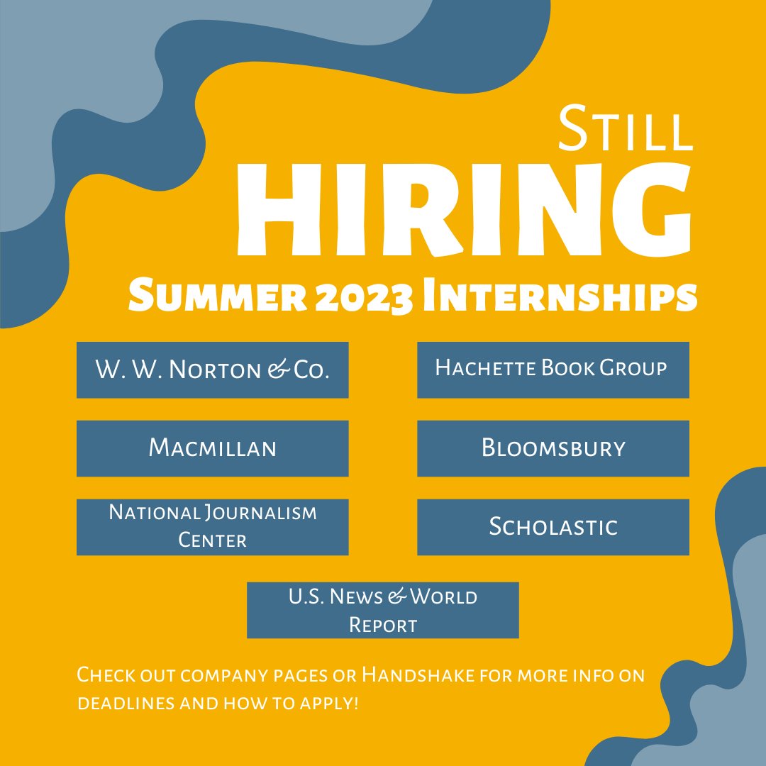 EnglishUnco's tweet photo. Still on the hunt for a summer internship? No worries! Companies are still searching for amazing students like you to work with them! Check out Handshake or go directly to the careers page on company websites to see what's open. #EnglishBears #UNCOEnglish https://t.co/uu0OBFnLI1
