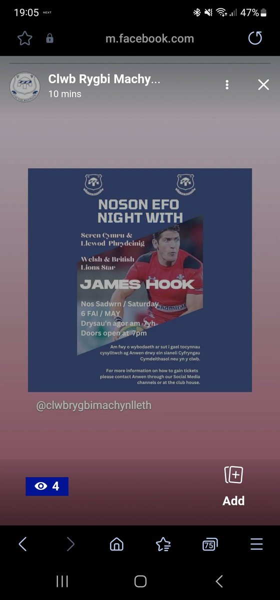 sionwyn7s's tweet photo. James Hook 6th May @MachynllethRFC  contact Anwen for tickets 😊 https://t.co/7jSQ8BCjZY