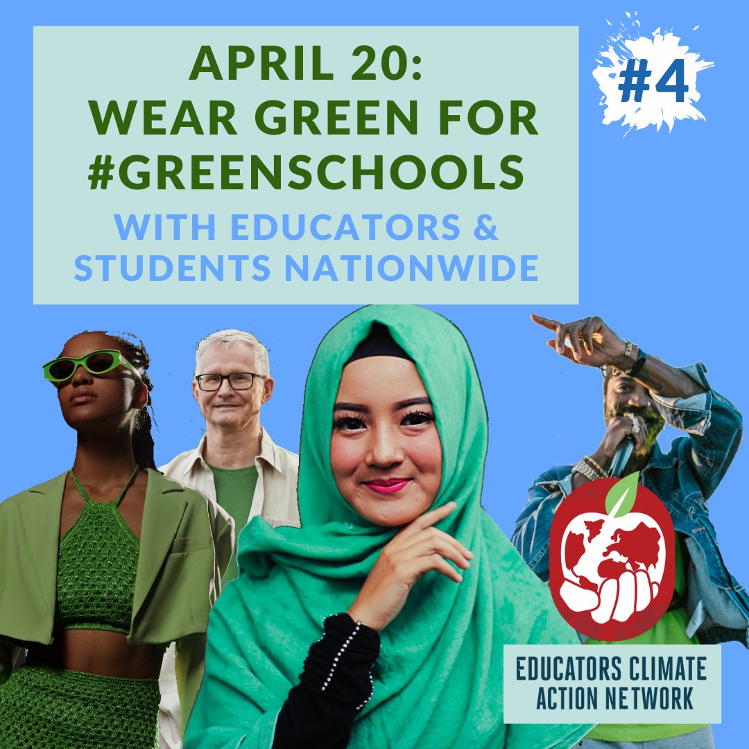 MFELocal59's tweet photo. Tomorrow, we wear green for green schools. There's currently historic federal money to eliminate toxins from buildings, install renewable energy, and switch to electric buses. Wear green and post your photos with the hashtags:
#GreenSchools #EarthDayAction #TeachClimateJustice https://t.co/NYVmqtNmvZ