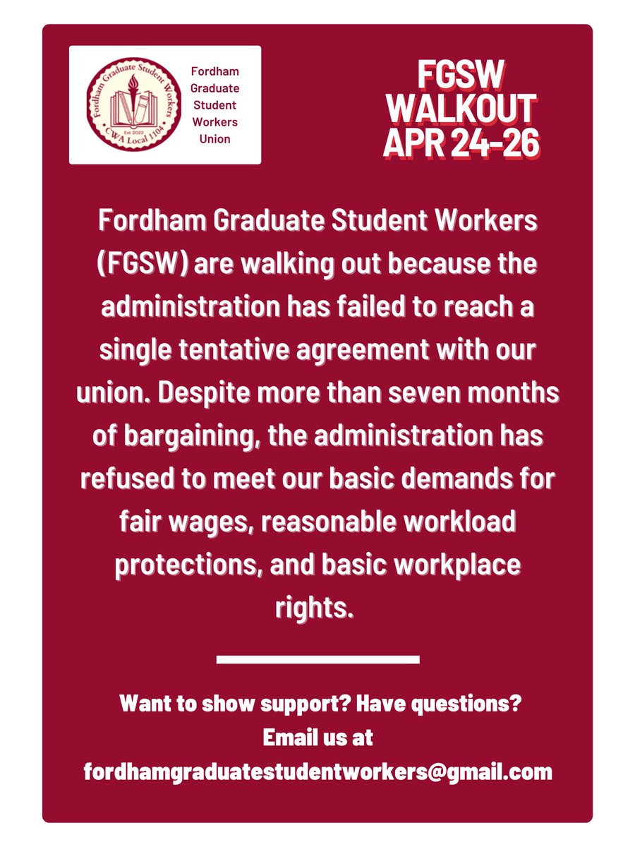 NEWS: Fordham graduate workers are walking out!