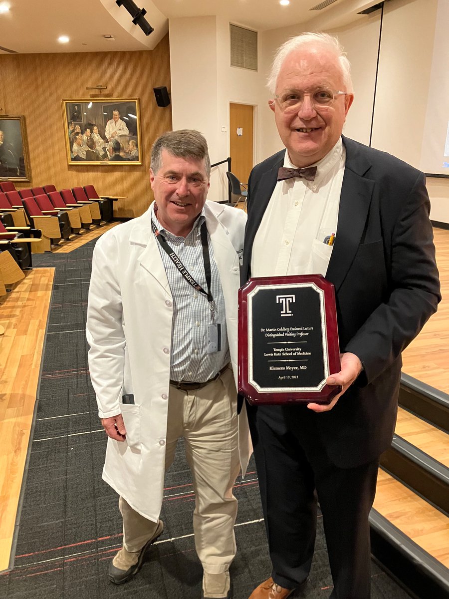 Thank you @KlemensMeyer for giving a thought-provoking Grands Rounds today for the 5th annual Martin Goldberg lecture. Your comments on the history dialysis and current state of quality metrics in the field were insightful and much appreciated by our audience. @TempleKidneys