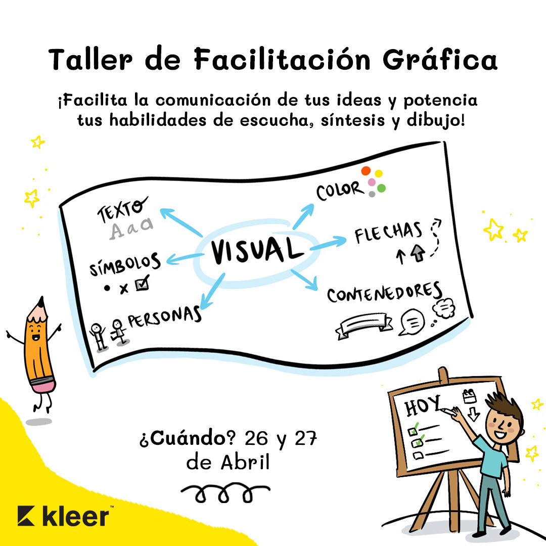 🎨🖍La #facilitacióngráfica te ayuda a mejorar la comunicación y el entendimiento, haciendo uso de recursos gráficos.
Facilitado por: <a href="/julibetancur/">Juliana Betancur</a>  y <a href="/pablitux/">Pablo Tortorella</a> 
¿Cuándo? 26 y 27 de abril
Más info: kl.la/TallerFGOnline 
#agilecoaching #visualthinking  #visualmanagement