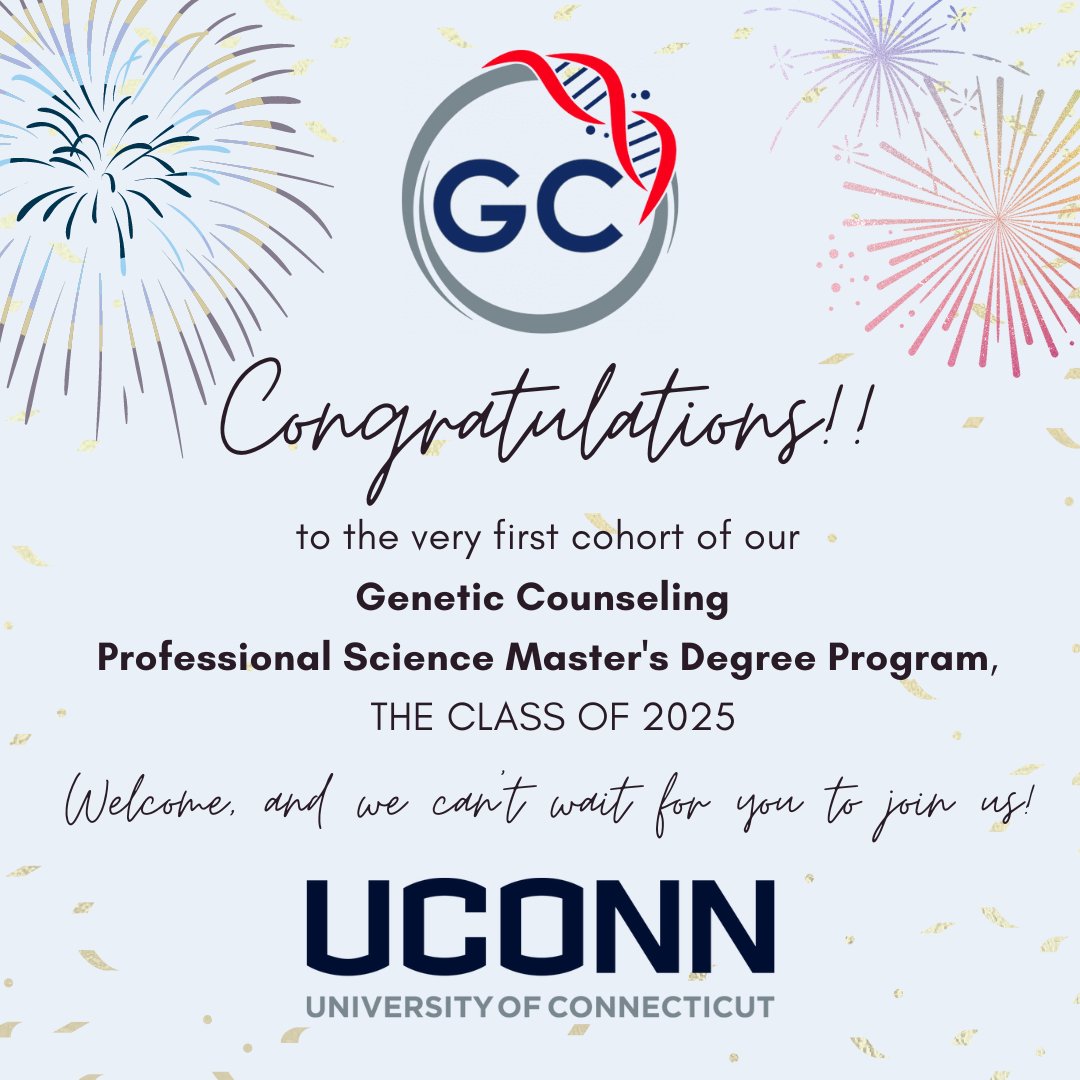 uconngc's tweet photo. Happy Match Day 2023! We are overjoyed to welcome our inaugural genetic counseling cohort to UConn. #genechat #gcmatch2023 #genematch2023 https://t.co/pTuUPDesrA