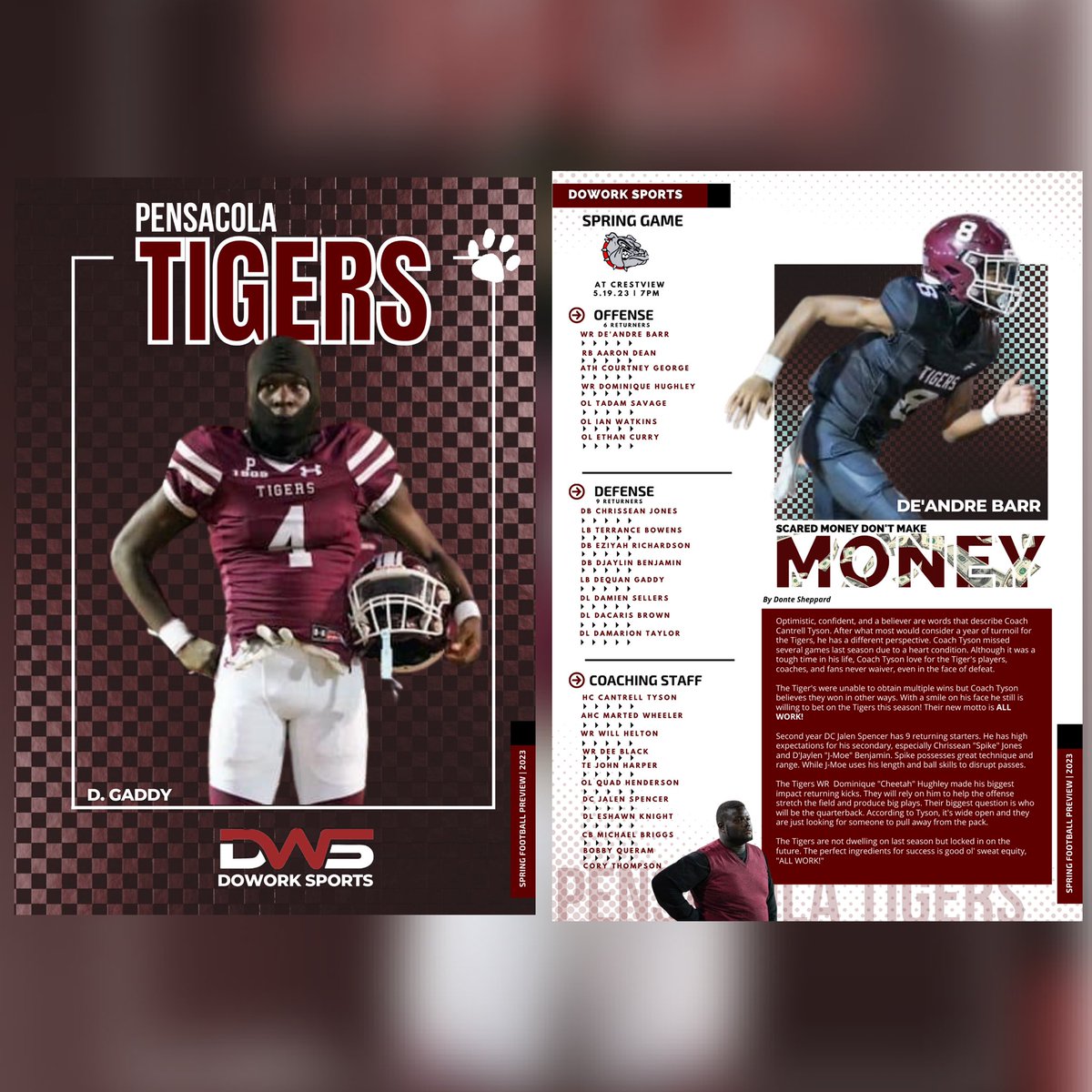 dowork_sports's tweet photo. Spring Football Preview: @PHS_TigersFB Pensacola High School Football 🏈 🐅 #DoWorkTigers https://t.co/NWPUJIssz9