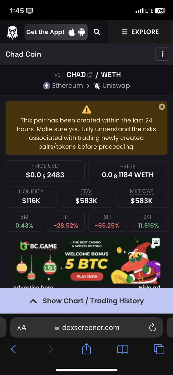 Dillion_Empire's tweet image. @chadcoindex  Was actually seen at this MC! $583k 
   What was my Conviction ? 
Chad is actually combining all Utilities of $PEPE and $AIDOGE with more of stalking and undervalued innovation 
   The Community are quite Strong 💪 
Everything done organically ✅