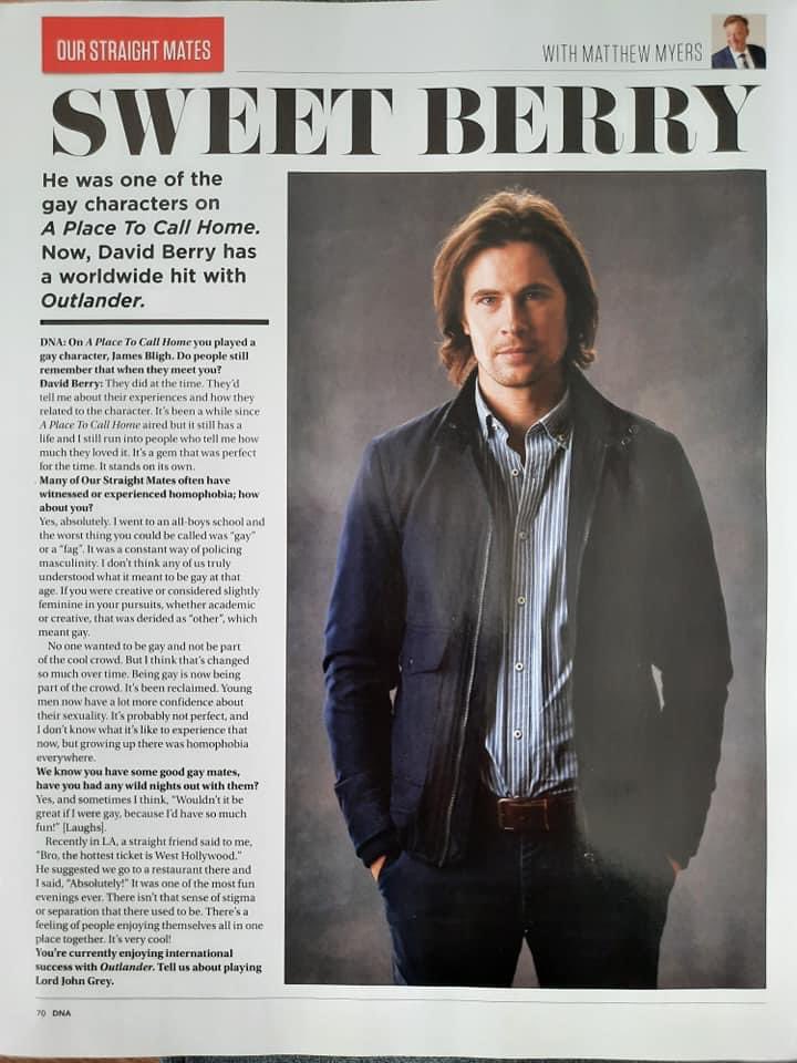 ❤️💖❤️David Berry talks to DNA Magazine about playing a Gay Man in APTCH and Outlander ❤️❤️❤️