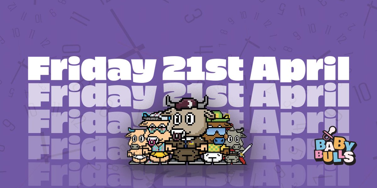 BabyBulls_'s tweet photo. Friday 21st April ⌛️00:00 - 23:59

Buy a BabyBull on Friday 21st April between 00:00 &amp; 23:59 from @OnePlanet_NFT 

We will be using a randomiser to pick a time, the closest purchase to the selected time according to blockchain data WINS back the fee + an additional BabyBull NFT. https://t.co/UPafVLHLJT
