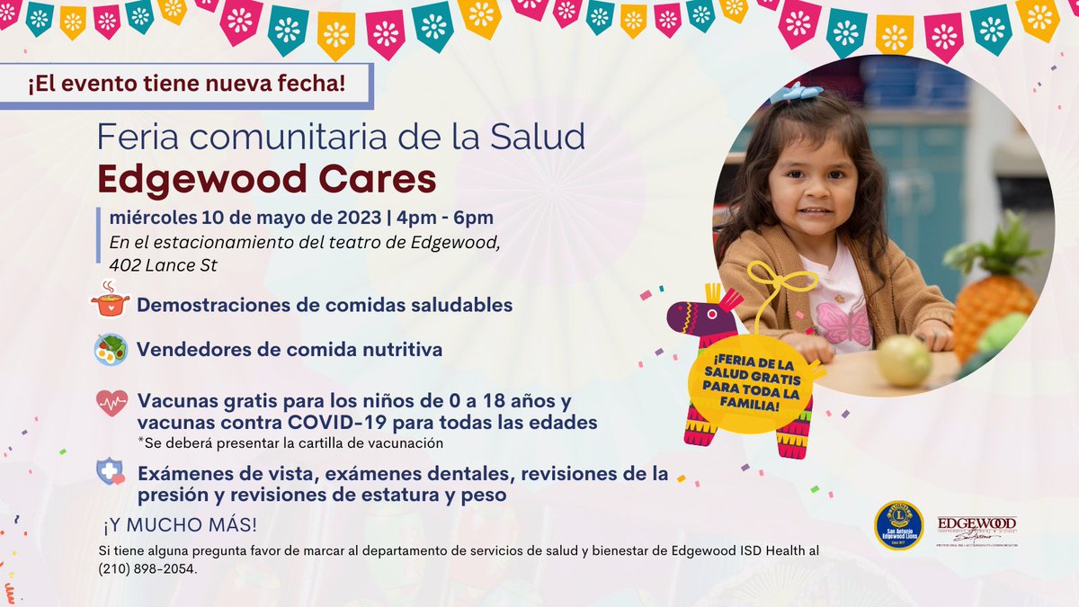 EISD_Support's tweet photo. Mark your calendar! 🗓️ 
Edgewood ISD will be hosting a Community Health Fair May 10th! 
#Edgewoodcares #HealthFair https://t.co/c691jA7Dgk
