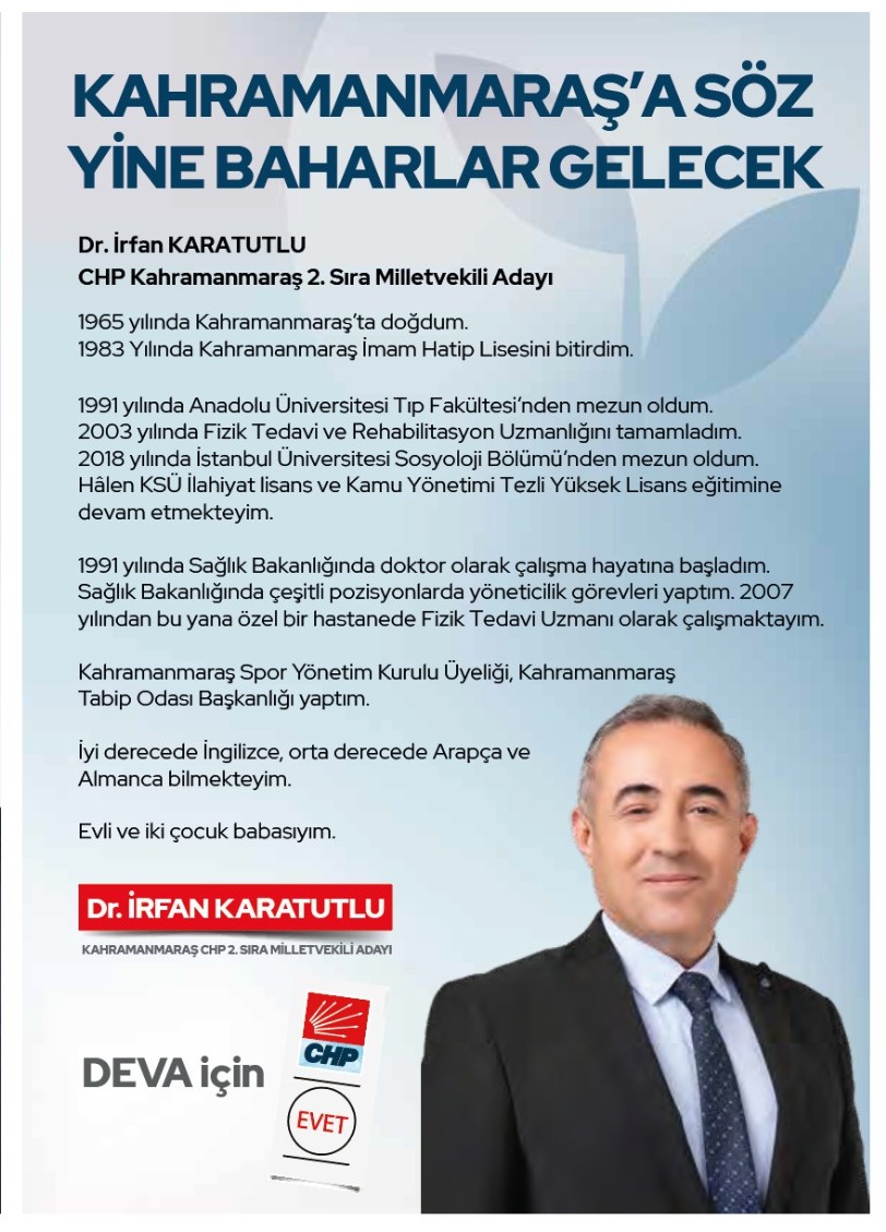 Kahramanmaraş'ıma Söz Yine Baharlar Gelecek.

#BirleşeBirleşeKazanacağız