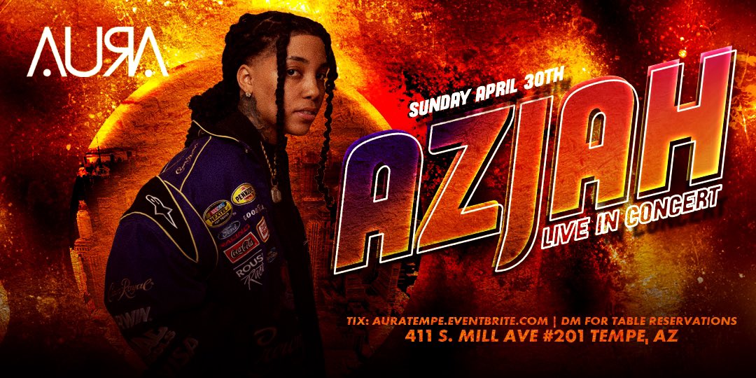 AuraTempe's tweet photo. @officialAzjah April 30th
🎫: 43023.eventbrite.gon https://t.co/KIzVUOiwDa