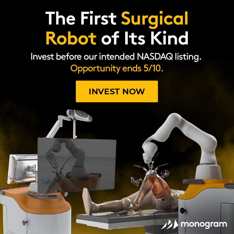 monogramortho's tweet photo. 🚀 17K+ investors &amp; counting! Join Monogram's mission of trying to modernize knee replacements to help address 100K+ annual failures with our custom joints &amp; surgical robotics. 

📈 Invest in Monogram today! 

🔗 Disclaimer: https://t.co/ZDd6G6BqjL