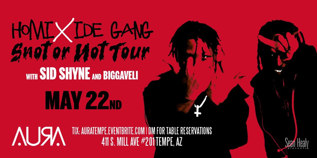 #HomixideGang May 22nd
<a href="/HomixideX5/">HomixideMeechie</a> <a href="/homixidebeno5/">R5FOREVER!</a> 
🎫: AURAtempe.eventbrite.com