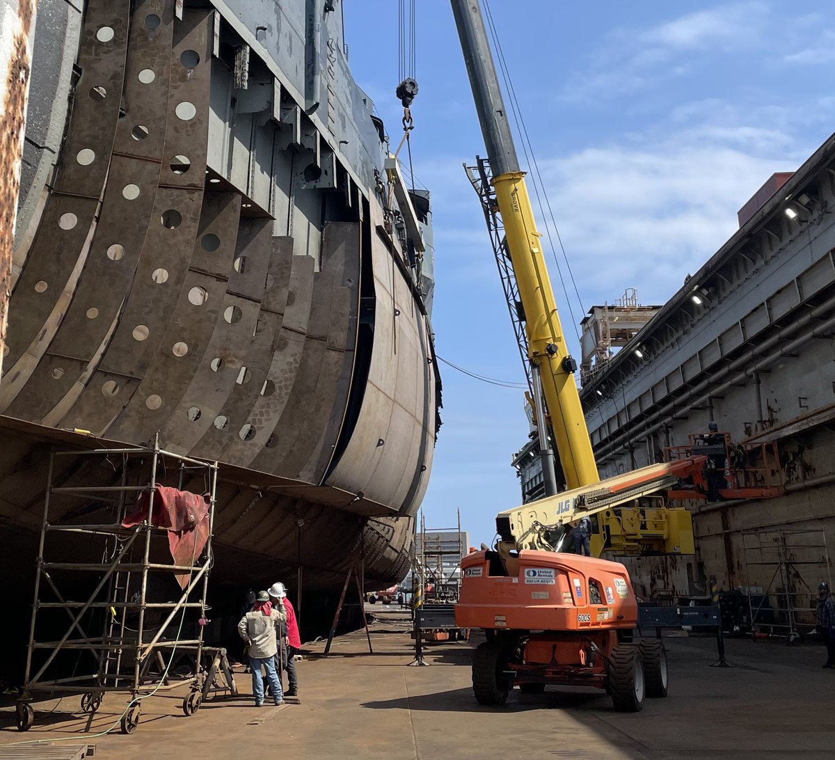 Battleship Texas (@battleship_tx) on Twitter photo The first module for the port side of the ship just went up. Welding and fitting it to the hull will start today and continue into tomorrow! The first module for the port side of the ship just went up. Welding and fitting it to the hull will start today and continue into tomorrow!