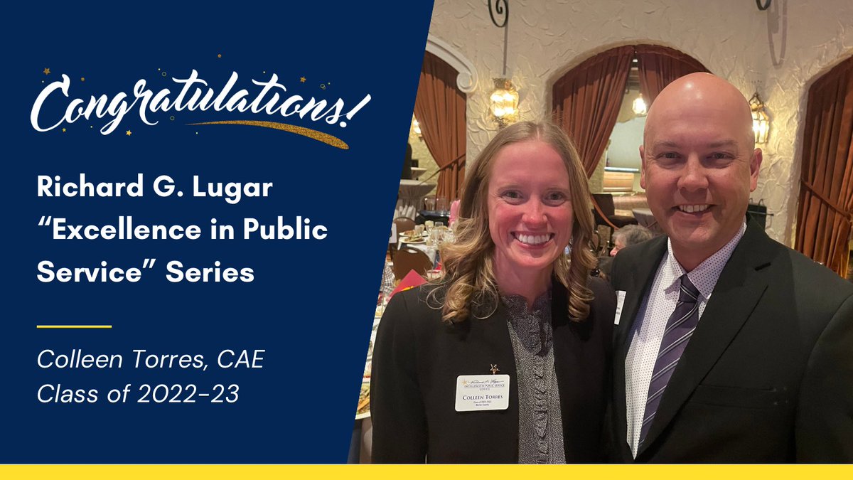 ACECIndiana's tweet photo. @ACECIndiana would like to recognize Deputy Executive Director, Colleen Torres, CAE, for her achievement of graduating from Richard G. Lugar “Excellence in Public Service” Series. https://t.co/kZloqFoDt3