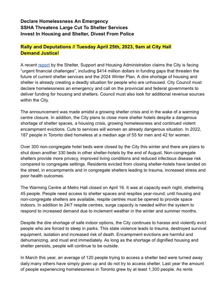 Shelter and Housing Justice Network on Twitter "City Hall must Declare