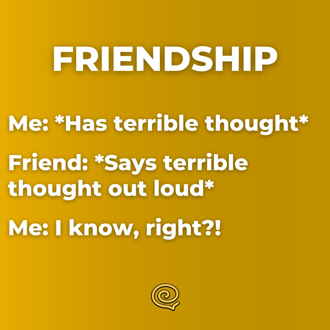 chatspin's tweet photo. 💯 Who else can relate to this? 😂 #friendmemes #bestie https://t.co/S28HBATEfR