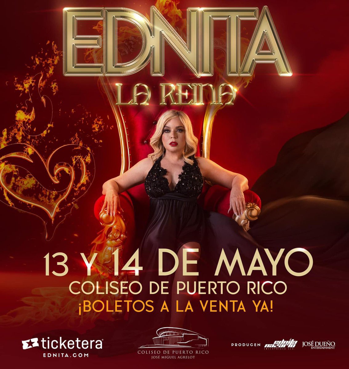ClubEdnita's tweet photo. ❤️‍🔥EDNITA “LA REINA” 🗓️ 13 &amp; 14 de Mayo 📍Coliseo De Puerto Rico.❤️‍🔥 

¡BOLETOS A LA VENTA YA!
🎫 https://t.co/ASuGKdAPww

🚌“CON EDNITA PAL CHOLI”🚌 https://t.co/xTjwQ8yoaC

#ClubAmigosDeEdnita #EdnitaLaReina #LaReinaDelCholiseo #Ednita #EdnitaNazario #ConEdnitaPalCholi #YoSoyCAE https://t.co/MlBWMEzEyK