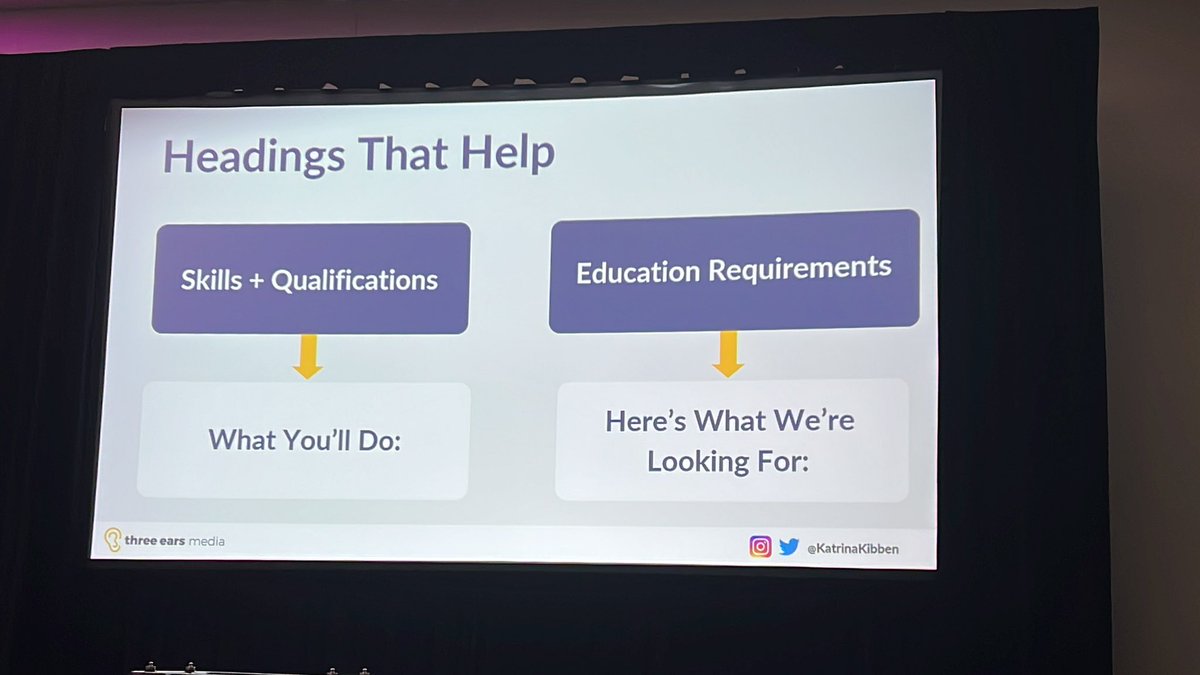 KyraMatkovichHR's tweet photo. Stop with college degrees. 

We are including bias language in the job post. Education is a privilege, not a right, in this country. 

“Of course there are positions that need degrees. (Doctors, lawyers, accountants…) Duh”
@KatrinaKibben @ThreeEarsMedia #WHLive2023 #jobposts https://t.co/CUZvIhEZRZ