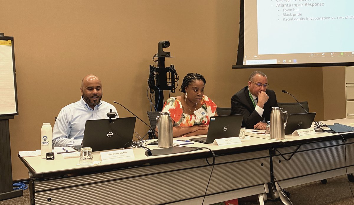 DrMerminCDC's tweet photo. Powerful presentations on mpox at CHAC today from @PIHC_Atlanta's Justin Smith, @OneCommHealth's Keshia Lynch, and @CDCSTD's Leandro Mena (pictured), as well as @CDCgov's Bryce Furness &amp; @_DCHealth's Jason Beverley, moderated by @dr_demetre. Many lessons/messages for the future. https://t.co/2RM3ZrSY9l