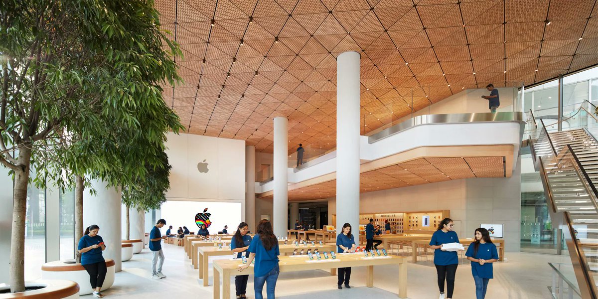 designed by @FosterPartners, first @Apple flagship store in india opens to the public   designboom.com/design/apple-f…
