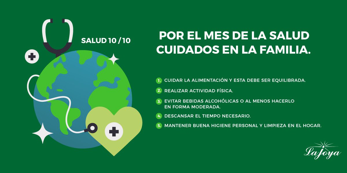 En el #MesDeLaSalud recordemos los cuidados que debemos tener a diario por nuestro bienestar. 🩺💚